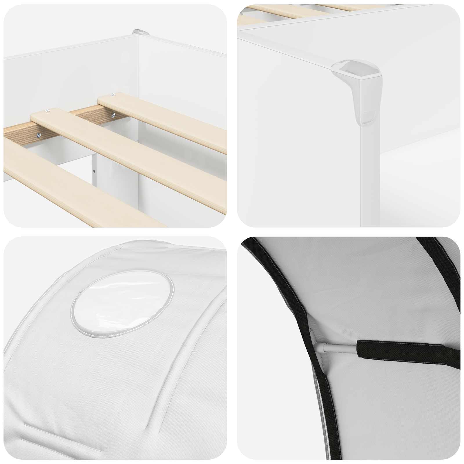 Bett mit Tunnel 3 stk. Weiß Holzwerkstoff