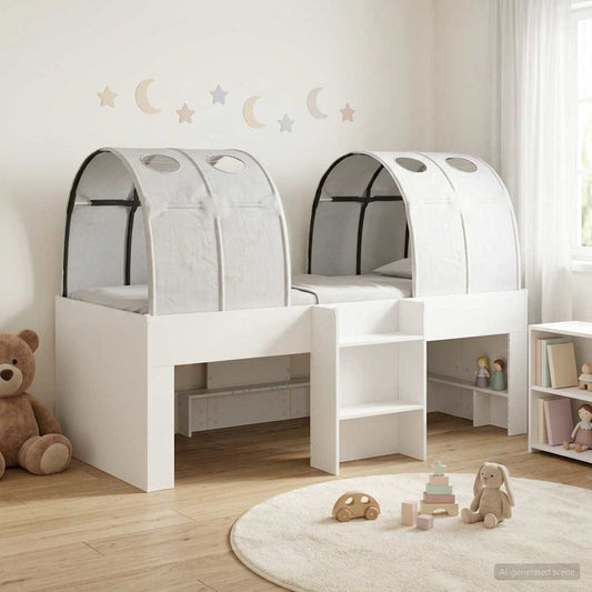 Bett mit Tunnel 3 Stk. Weiß Holzwerkstoff