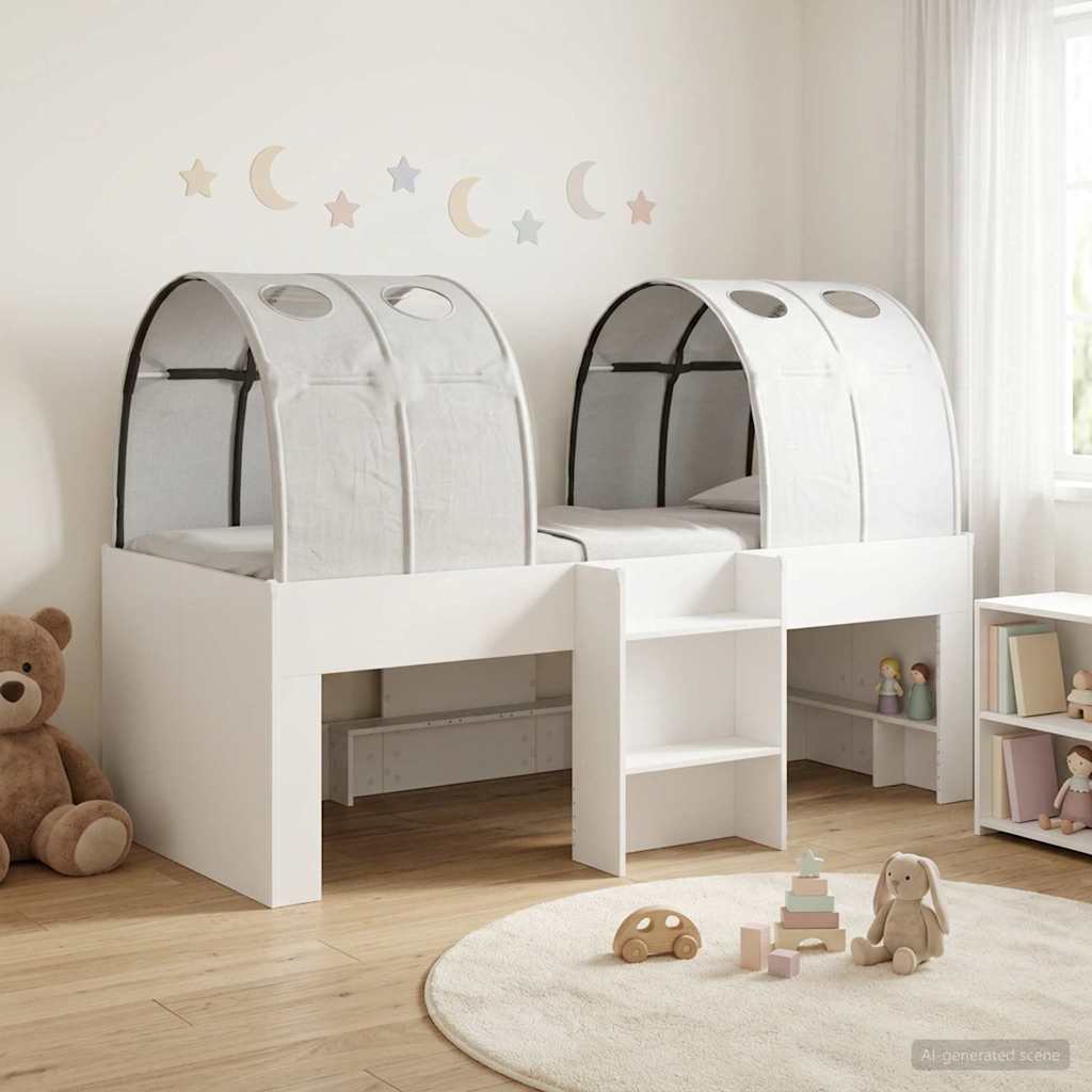 Bett mit Tunnel 3 stk. Weiß Holzwerkstoff