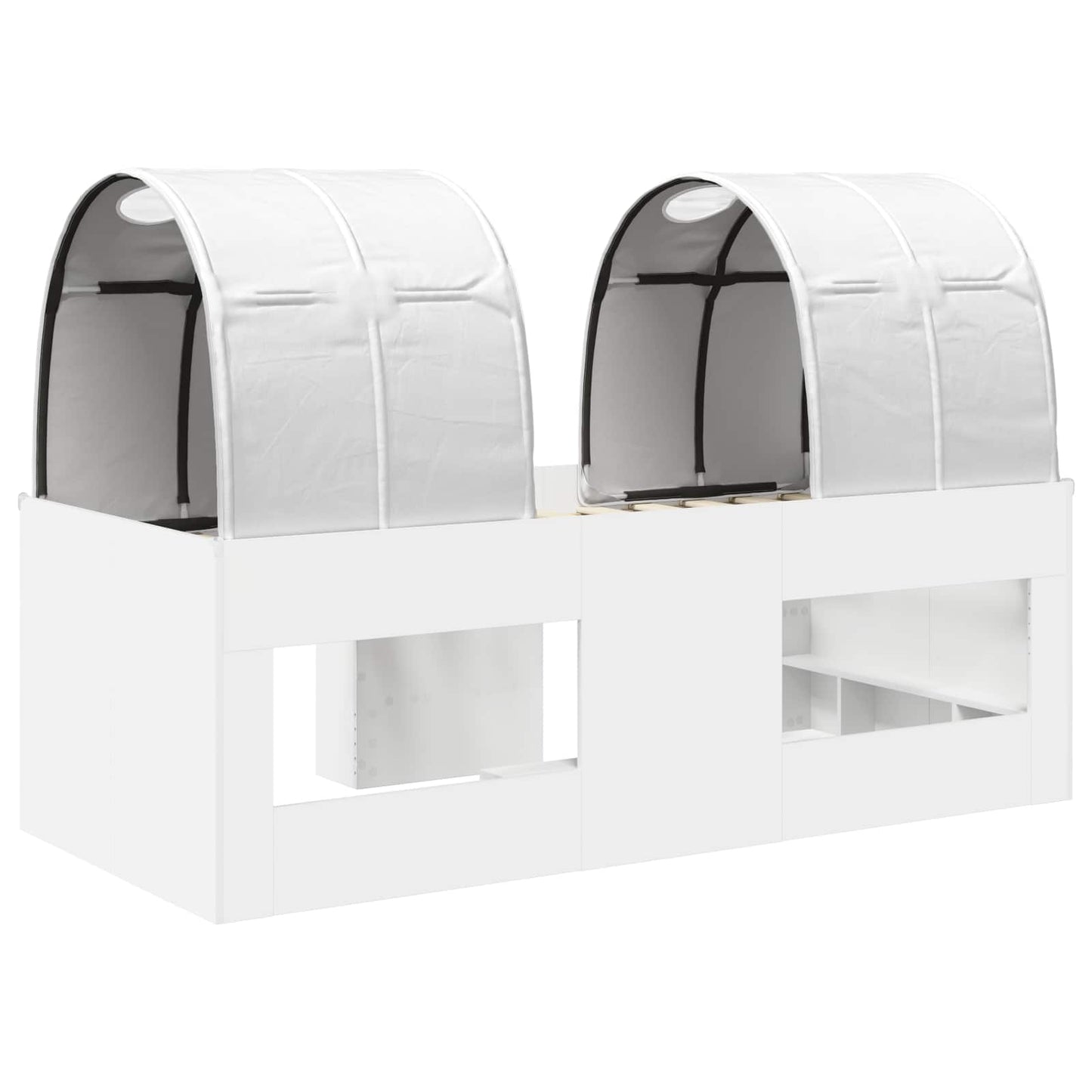 Bett mit Tunnel 3 stk. Weiß Holzwerkstoff