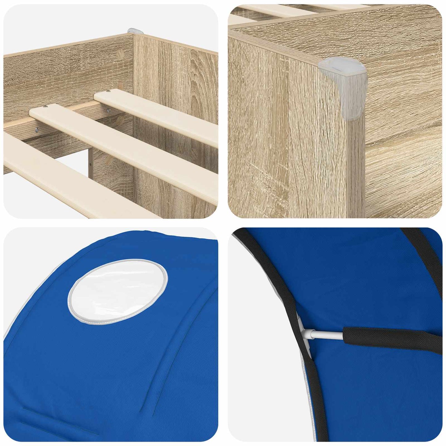 Bett mit Tunnel 4 stk. Sonoma Eiche und Blau Holzwerkstoff