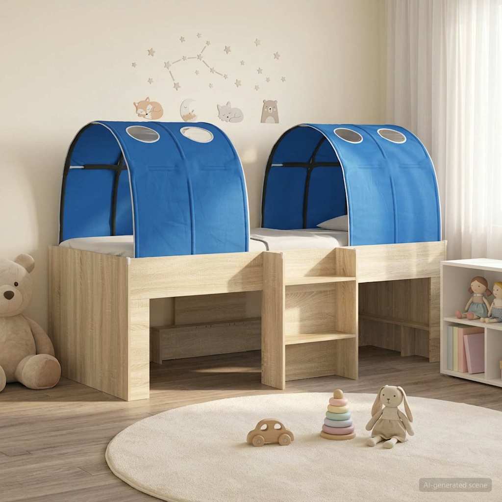Bett mit Tunnel 4 stk. Sonoma Eiche und Blau Holzwerkstoff