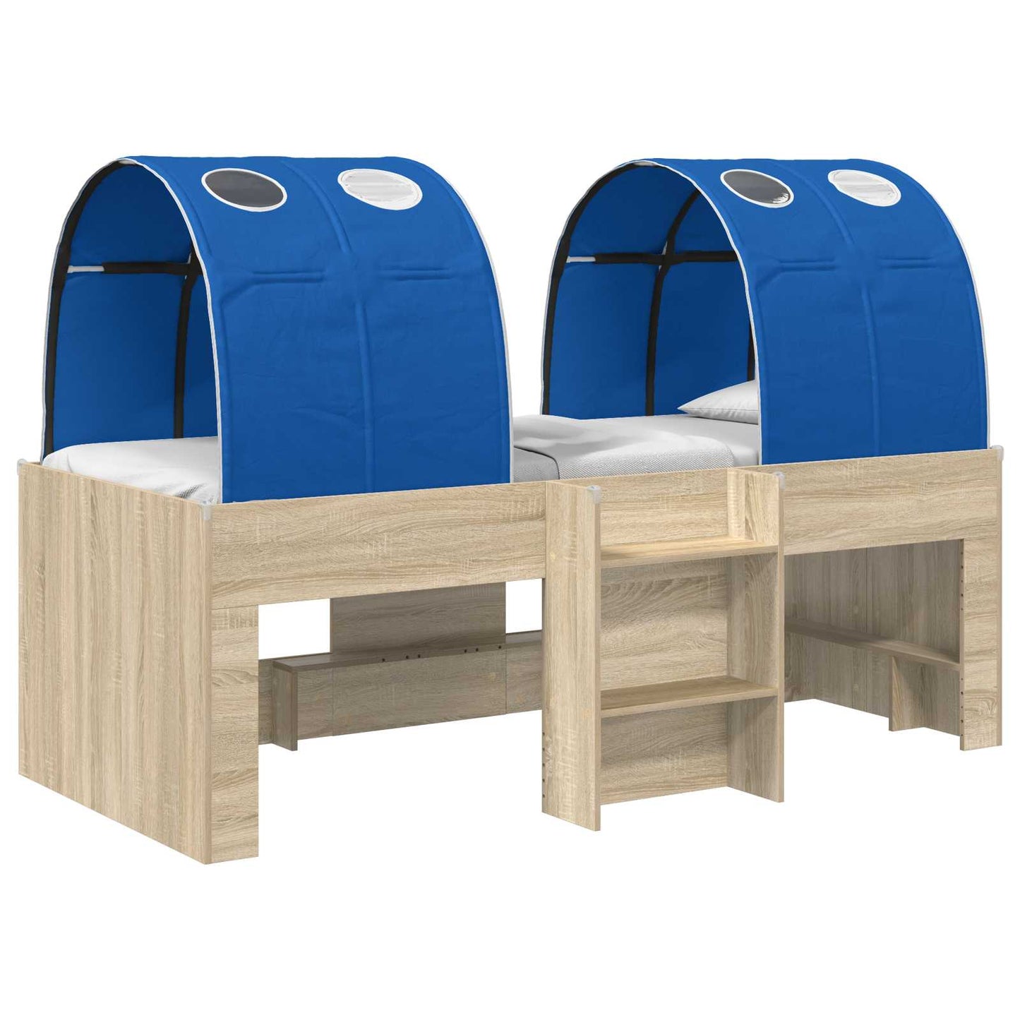 Bett mit Tunnel 4 stk. Sonoma Eiche und Blau Holzwerkstoff