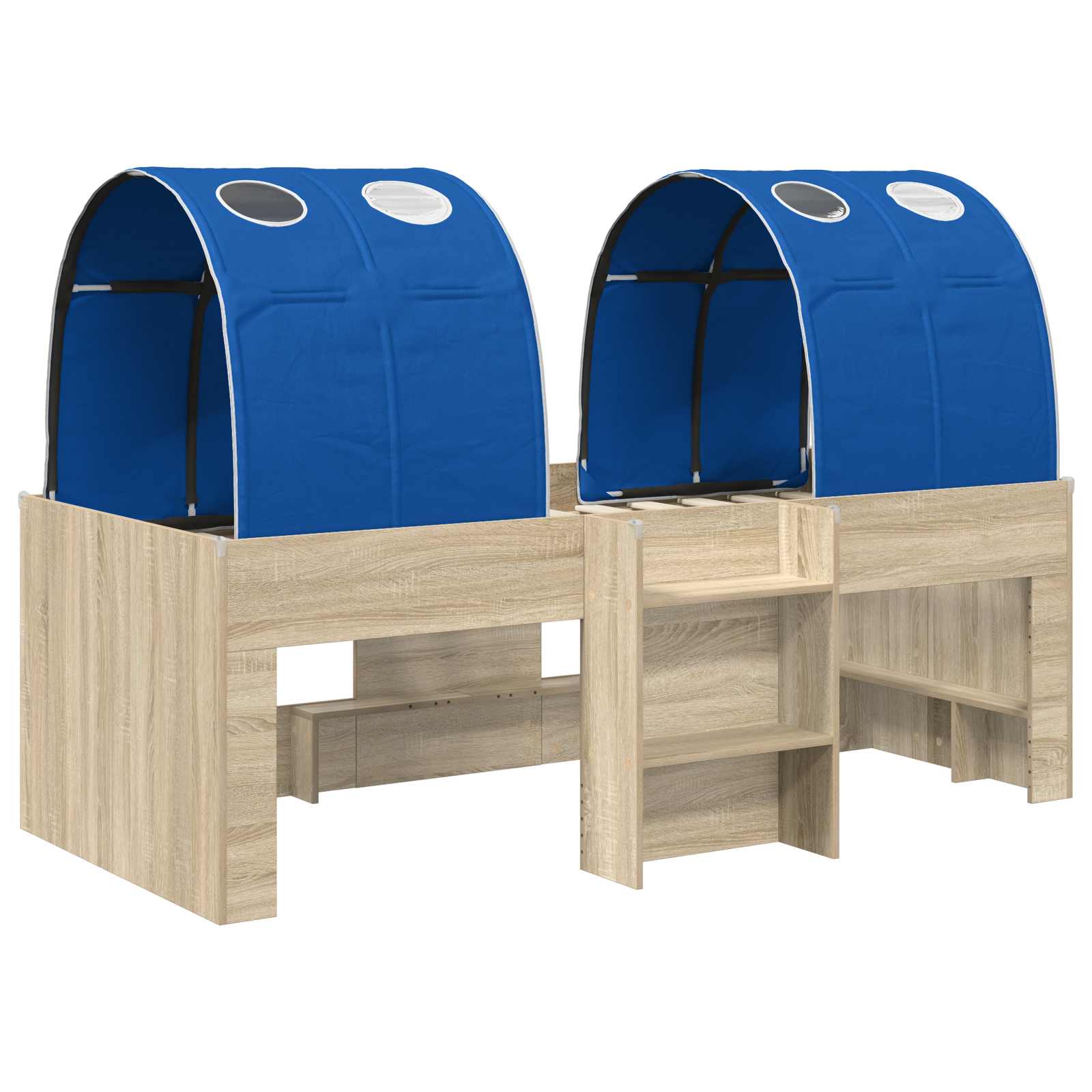 Bett mit Tunnel 4 stk. Sonoma Eiche und Blau Holzwerkstoff