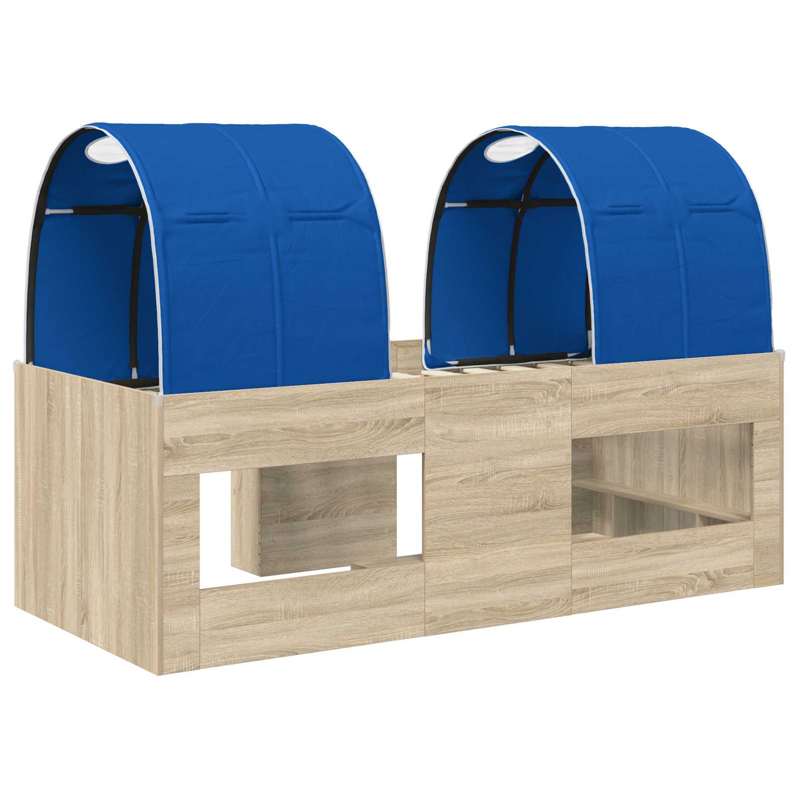 Bett mit Tunnel 4 stk. Sonoma Eiche und Blau Holzwerkstoff