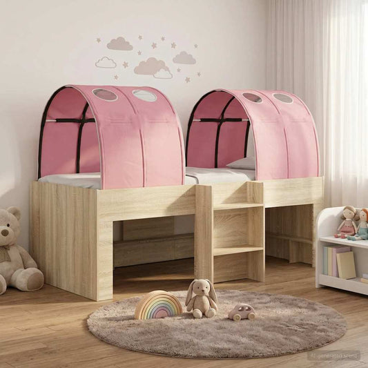 Bett mit Tunnel 3 Stk. Sonoma Eiche und Pink Holzwerkstoff