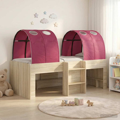 Bett mit Tunnel 3 Stk. Sonoma Eiche und Rot Holzwerkstoff