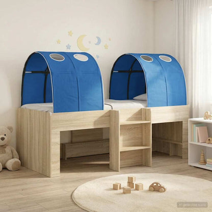 Hochbett für Kinder mit Tunnel 3 stk. Sonoma Eiche und Blau