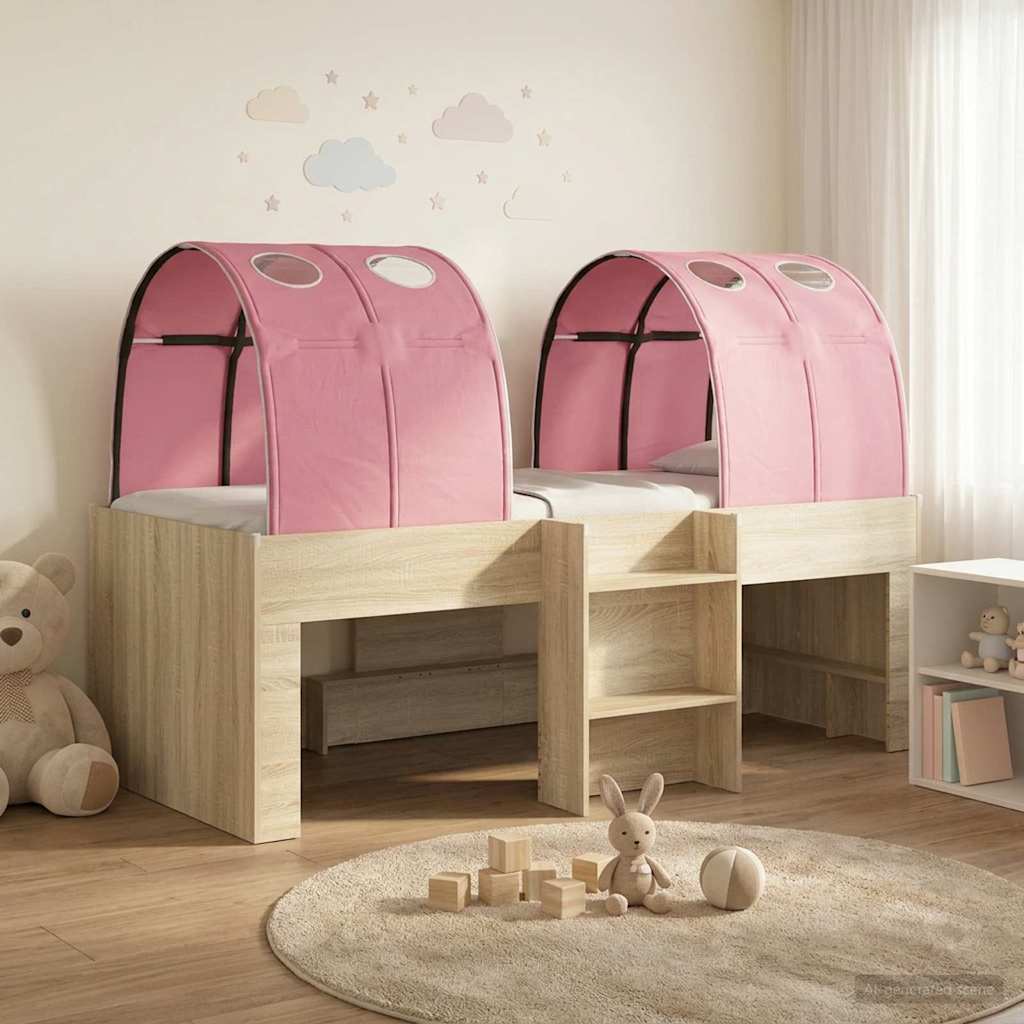 Hochbett für Kinder mit Tunnel Sonoma Eiche und Pink