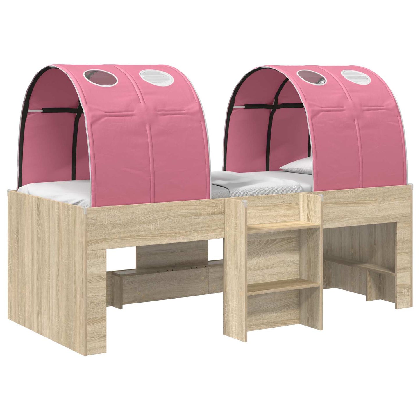 Hochbett für Kinder mit Tunnel Sonoma Eiche und Pink