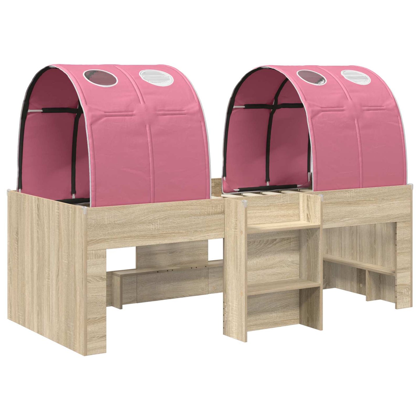 Hochbett für Kinder mit Tunnel Sonoma Eiche und Pink