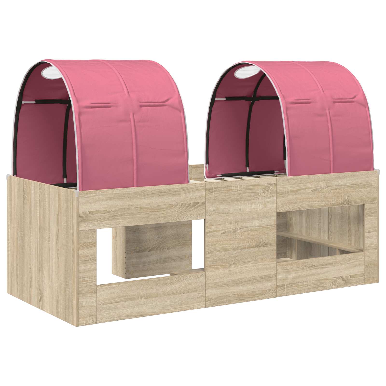 Hochbett für Kinder mit Tunnel Sonoma Eiche und Pink