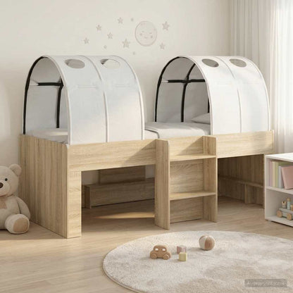 Hochbett für Kinder mit Tunnel 3 stk. Sonoma Eiche und Weiß