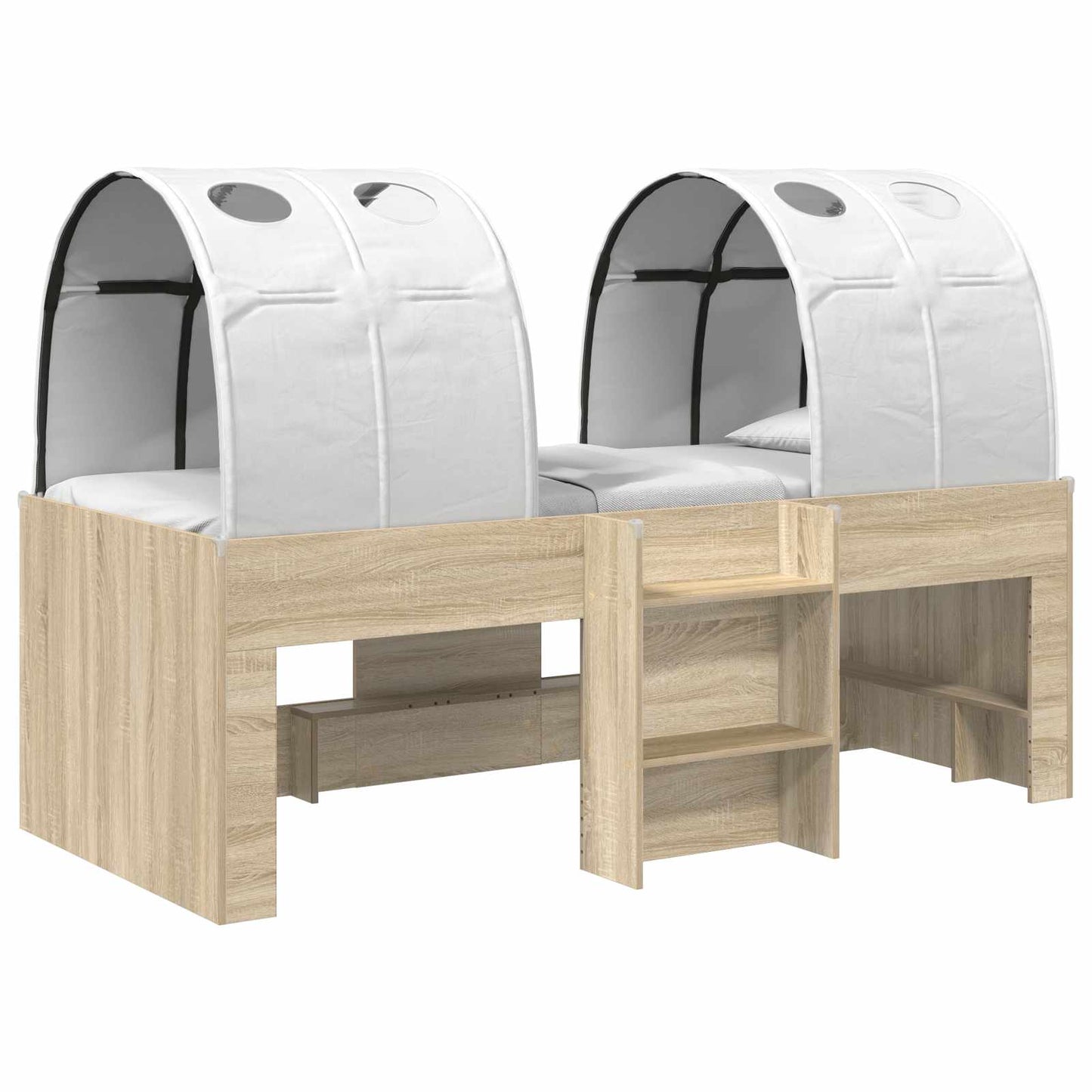 Hochbett für Kinder mit Tunnel 3 Stk. Sonoma Eiche und Weiß