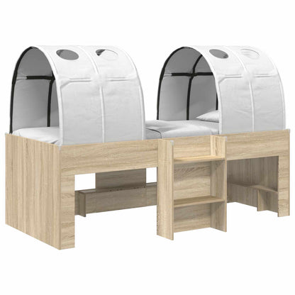 Hochbett für Kinder mit Tunnel 3 stk. Sonoma Eiche und Weiß
