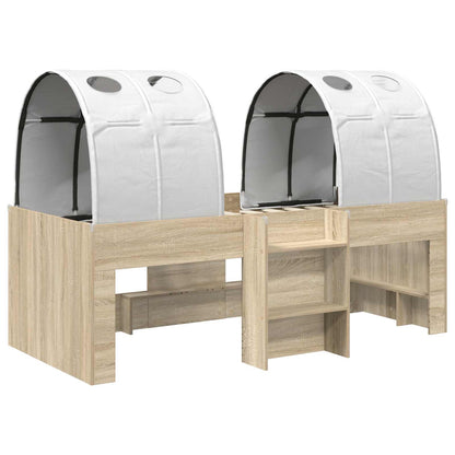 Hochbett für Kinder mit Tunnel 3 stk. Sonoma Eiche und Weiß