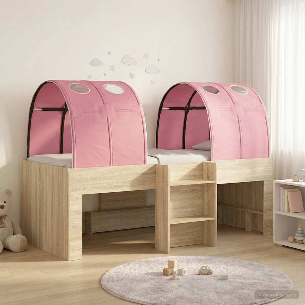 Bett mit Tunnel 3 Stk. Sonoma Eiche und Pink Holzwerkstoff