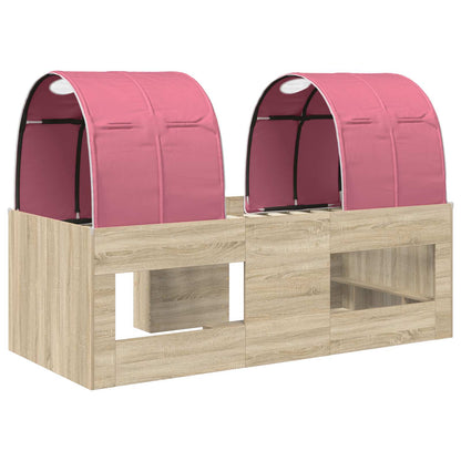 Bett mit Tunnel 3 Stk. Sonoma Eiche und Pink Holzwerkstoff