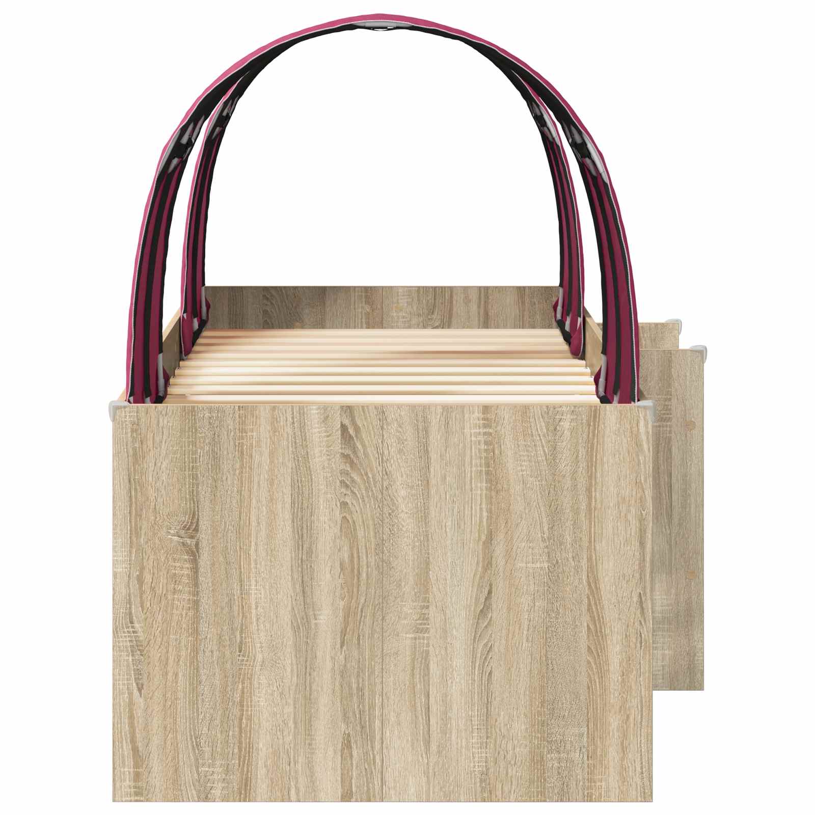Bett mit Tunnel 3 Stk. Sonoma Eiche und Rot Holzwerkstoff