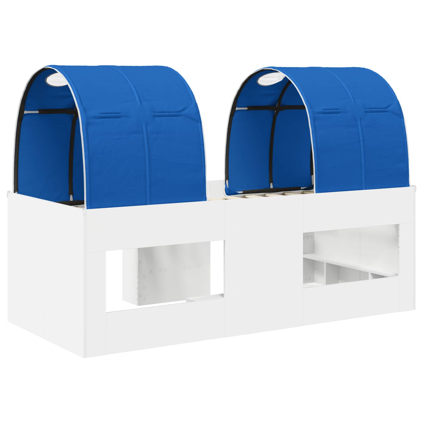 Bett mit Tunnel 3 stk. Weiß und Blau Holzwerkstoff