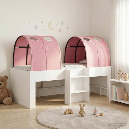 Bett mit Tunnel 3 stk. Weiß und Rosa Holzwerkstoff