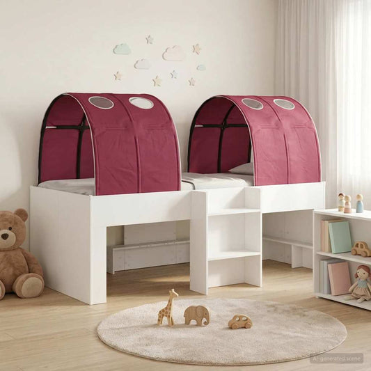 Bett mit Tunnel 3 Stk. Weiß und Rot Holzwerkstoff