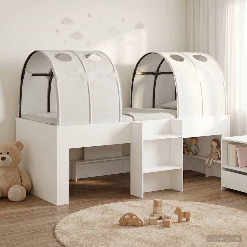 Bett mit Tunnel 3 stk. Weiß Holzwerkstoff