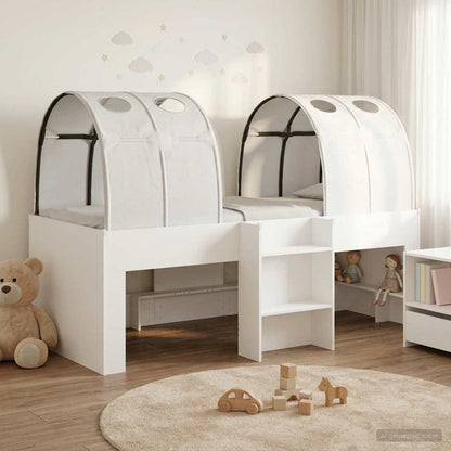 Bett mit Tunnel 3 stk. Weiß Holzwerkstoff