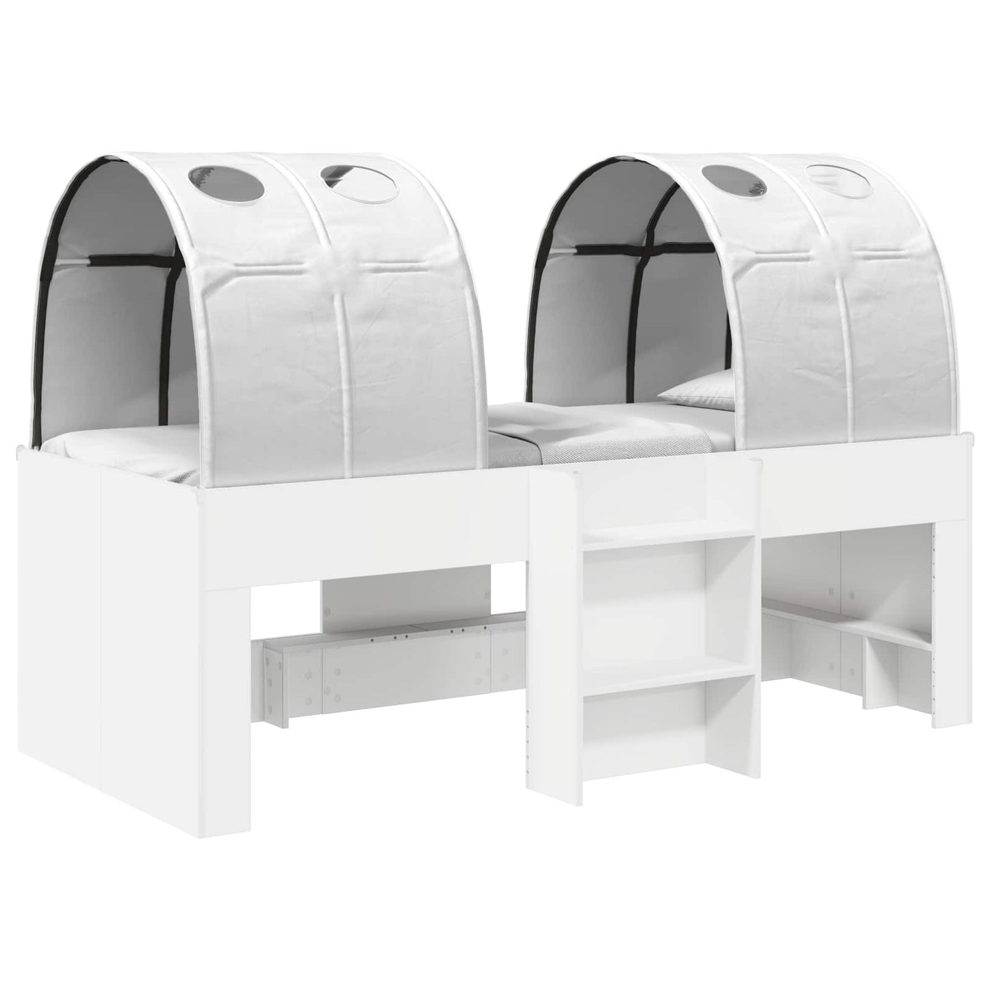 Bett mit Tunnel 3 stk. Weiß Holzwerkstoff