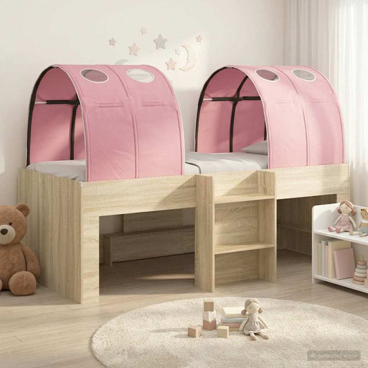 Bett mit Tunnel 3 Stk. Sonoma Eiche und Pink Holzwerkstoff