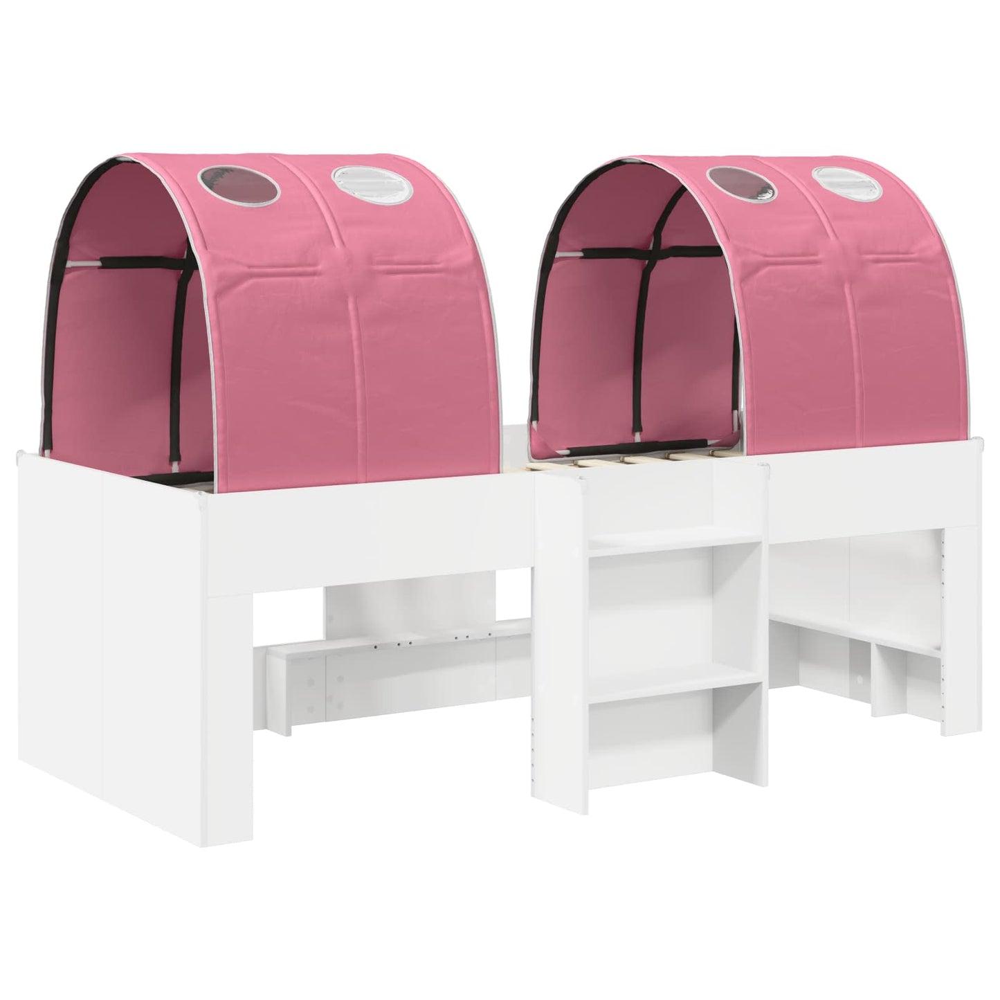 Bett mit Tunnel 3 stk. Weiß und Rosa Holzwerkstoff