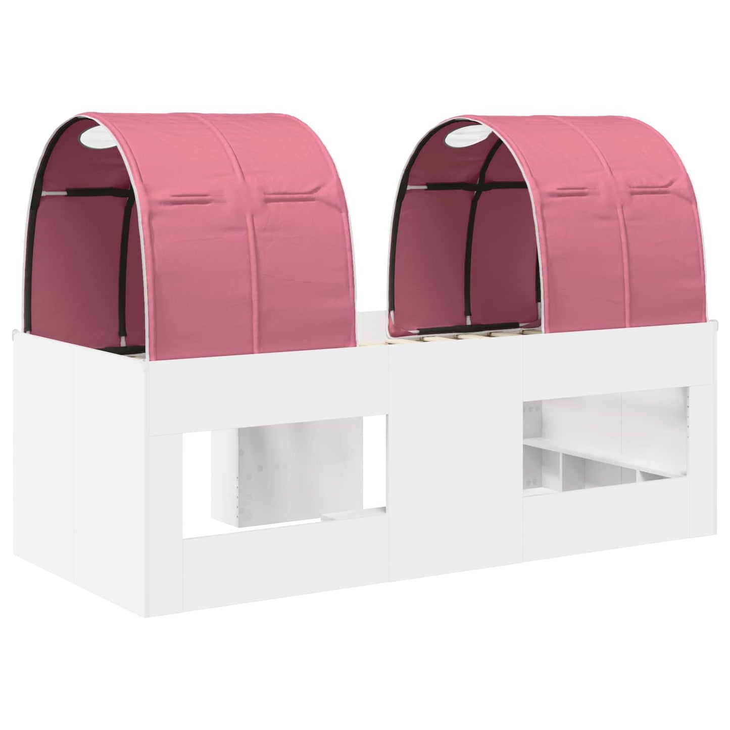 Bett mit Tunnel 3 stk. Weiß und Rosa Holzwerkstoff