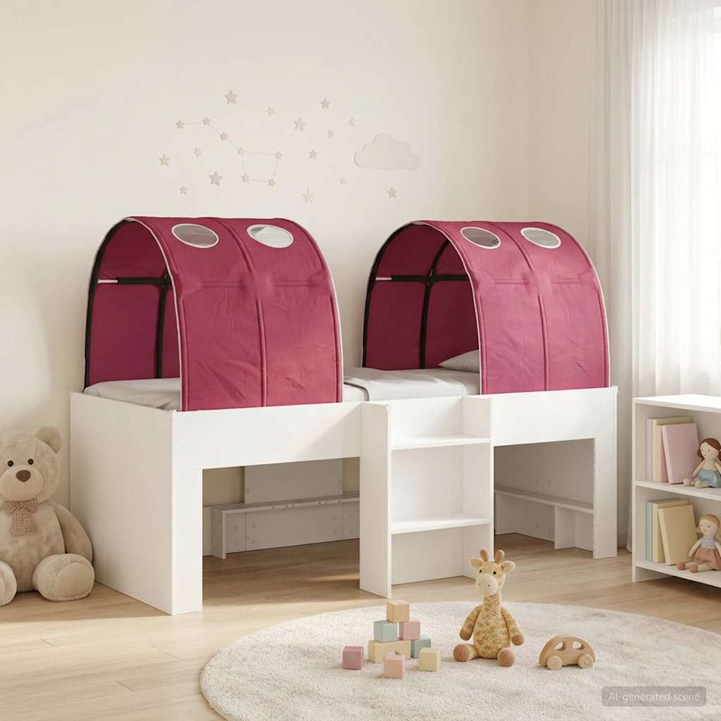 Bett mit Tunnel 3 stk. Weiß und Rot Holzwerkstoff