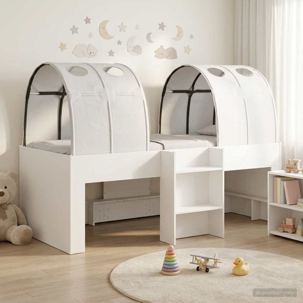 Bett mit Tunnel 3 stk. Weiß Holzwerkstoff