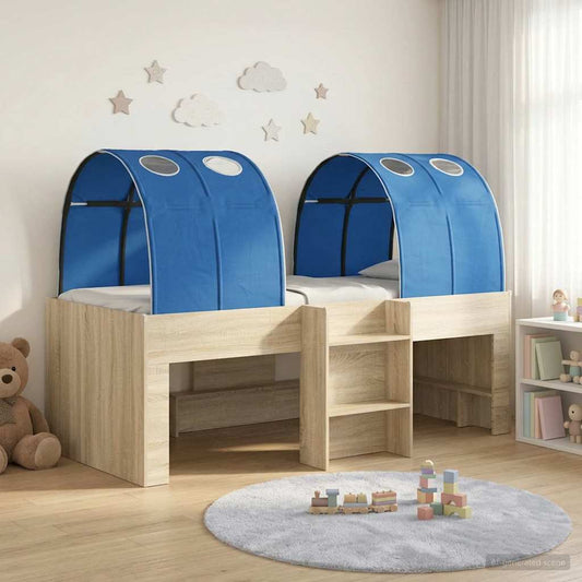 Bett mit Tunnel 3 Stk. Sonoma und Blau Holzwerkstoff