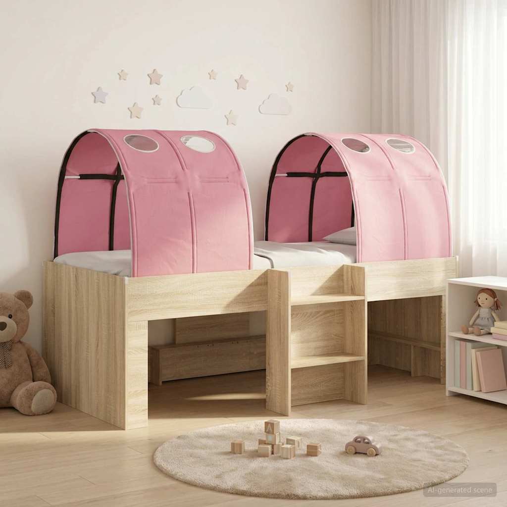 Bett mit Tunnel 4 stk. Sonoma und Pink Holzwerkstoff