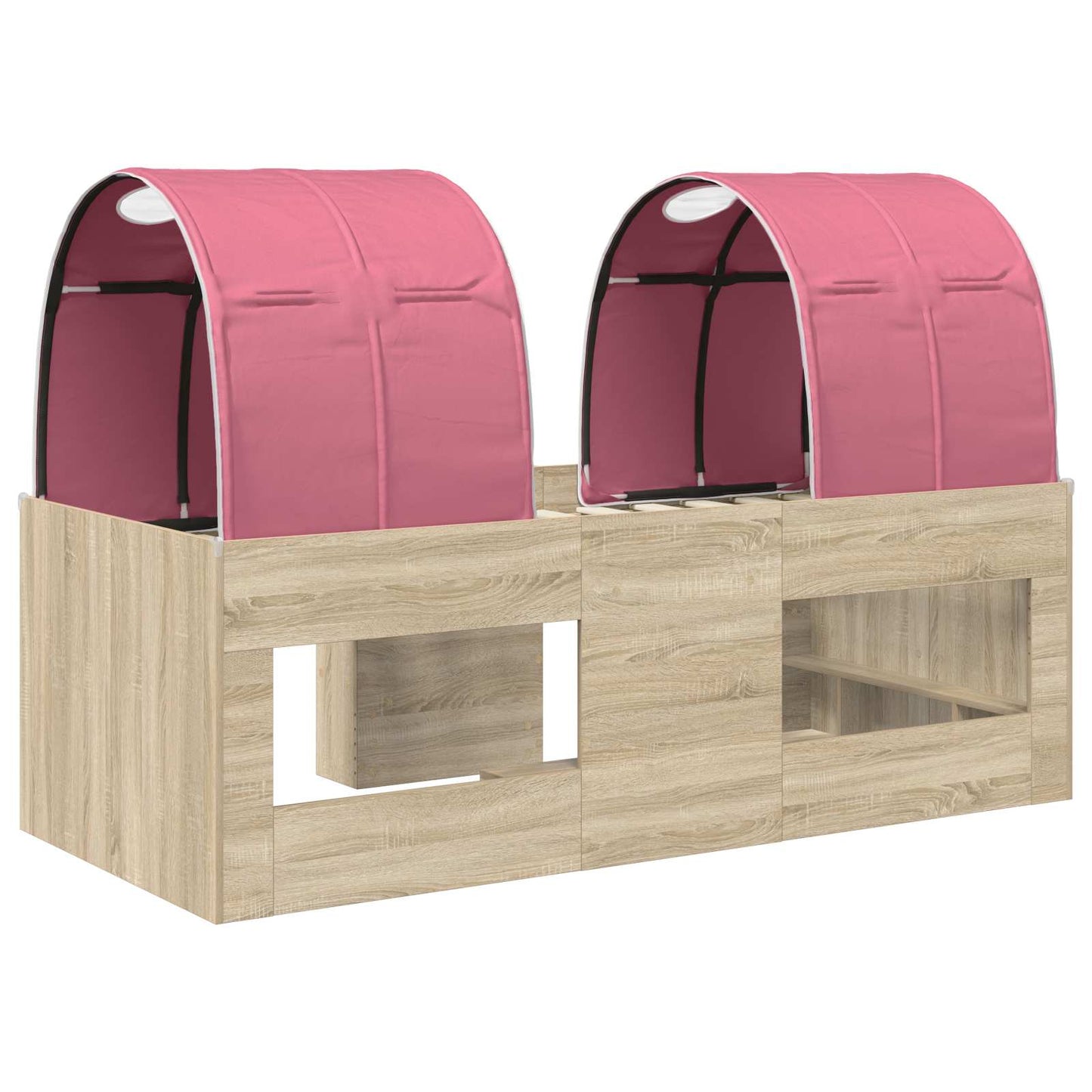 Bett mit Tunnel 4 stk. Sonoma und Pink Holzwerkstoff