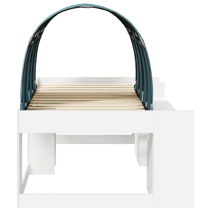 Bett mit Tunnel 3 stk. Weiß und Hellblau Holzwerkstoff