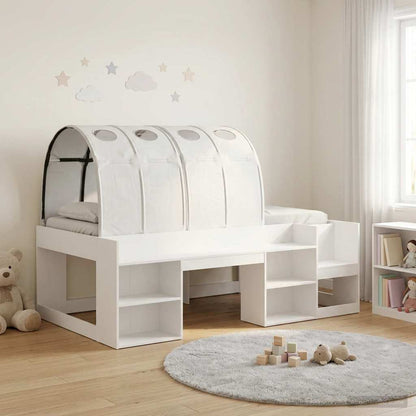 Bett mit Tunnel mit Regal 3 stk. Weiß Holzwerkstoff