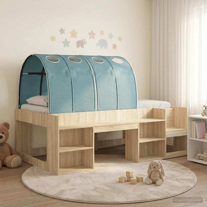 Bett mit Tunnel 3 stk. Sonoma Eiche und Hellblau Holzwerkstoff