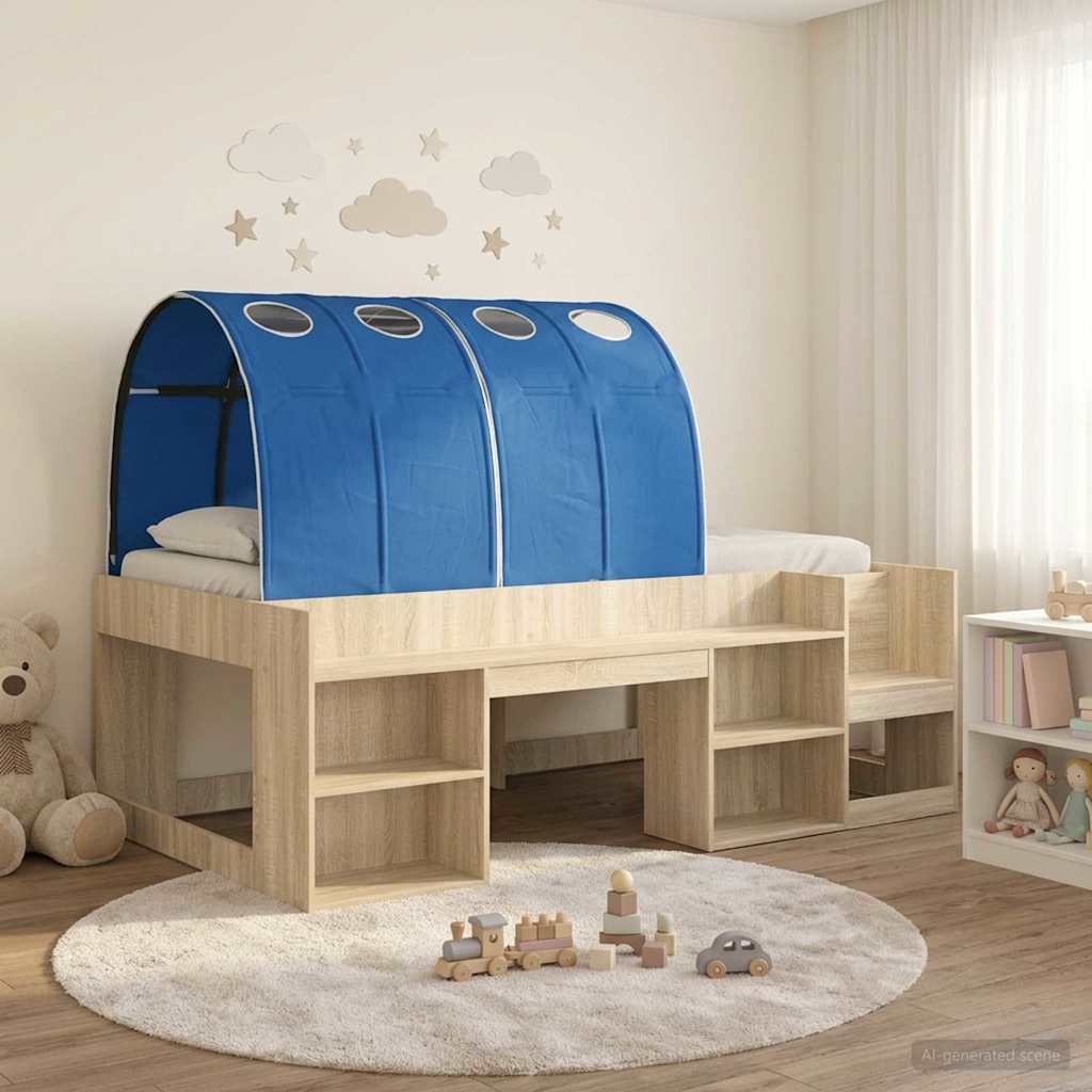 Bett mit Tunnel 3 stk. Sonoma Eiche und Blau Holzwerkstoff