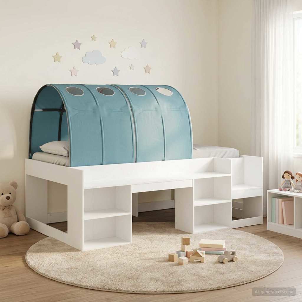 Hochbett für Kinder mit Stauraum 3 Stk. Weiß und Hellblau