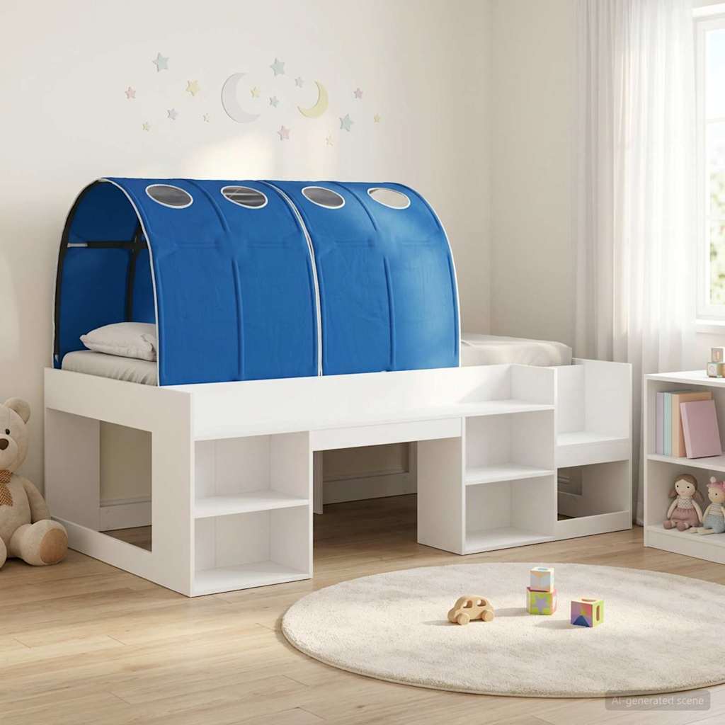 Hochbett für Kinder mit Stauraum 3 Stk. Weiß und Blau