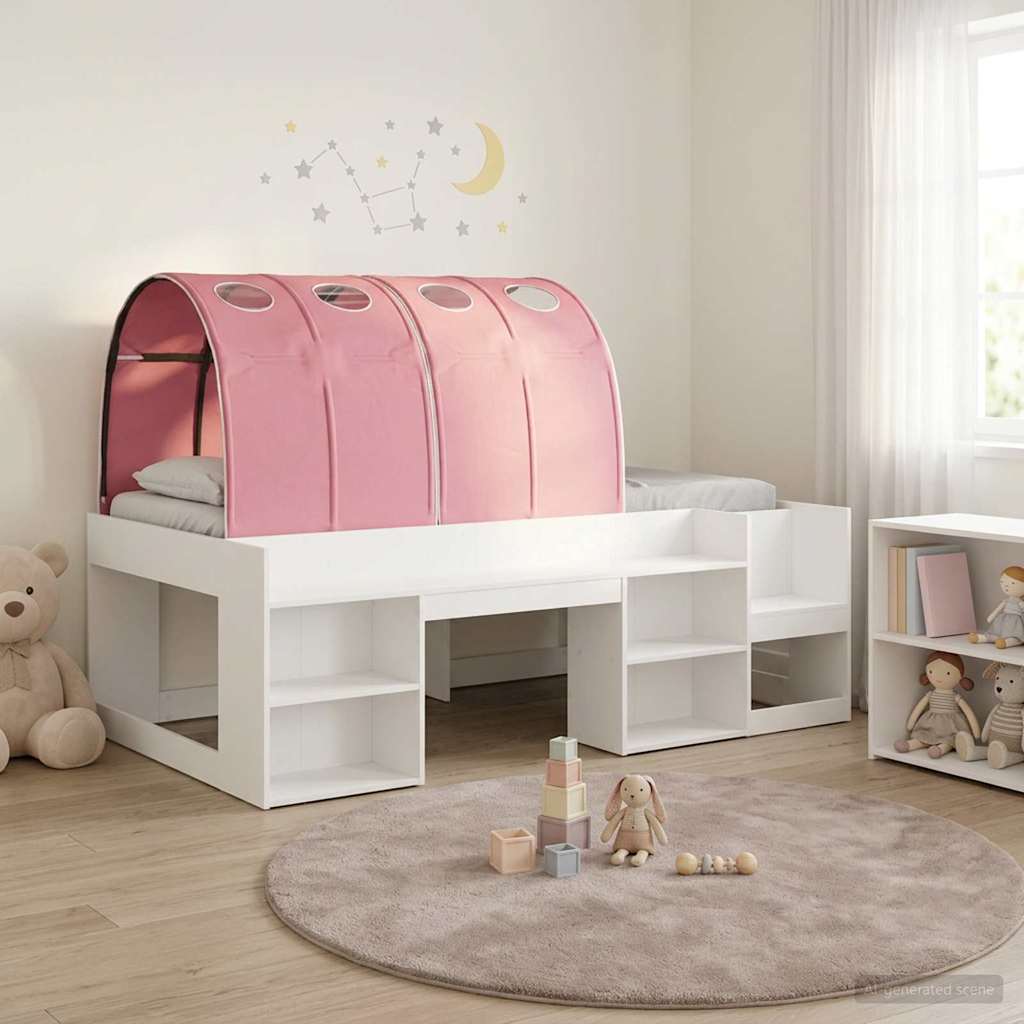 Hochbett für Kinder mit Stauraum 3 Stk. Weiß und Rosa