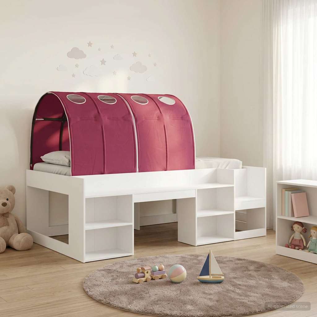 Hochbett für Kinder mit Stauraum 3 Stk. Weiß und Rot