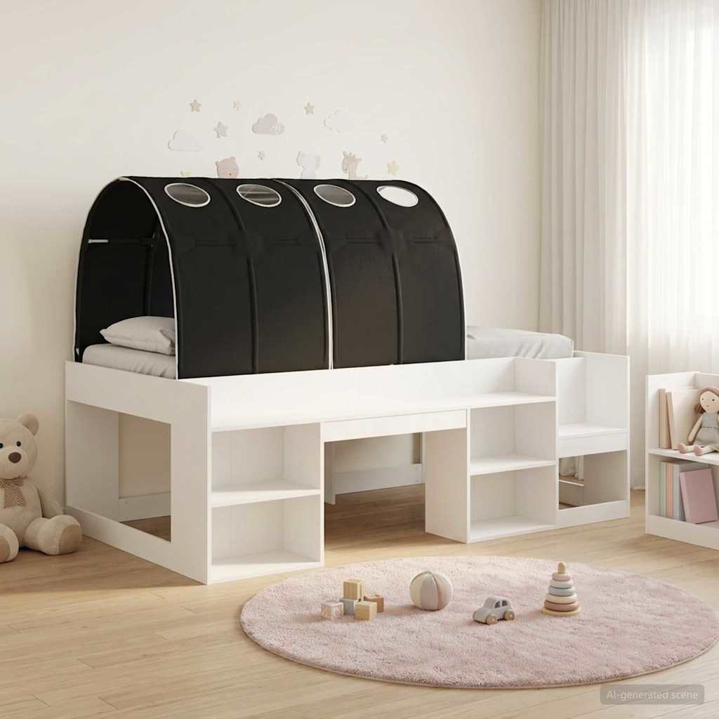 Hochbett für Kinder mit Stauraum 3 Stk. Weiß und Schwarz