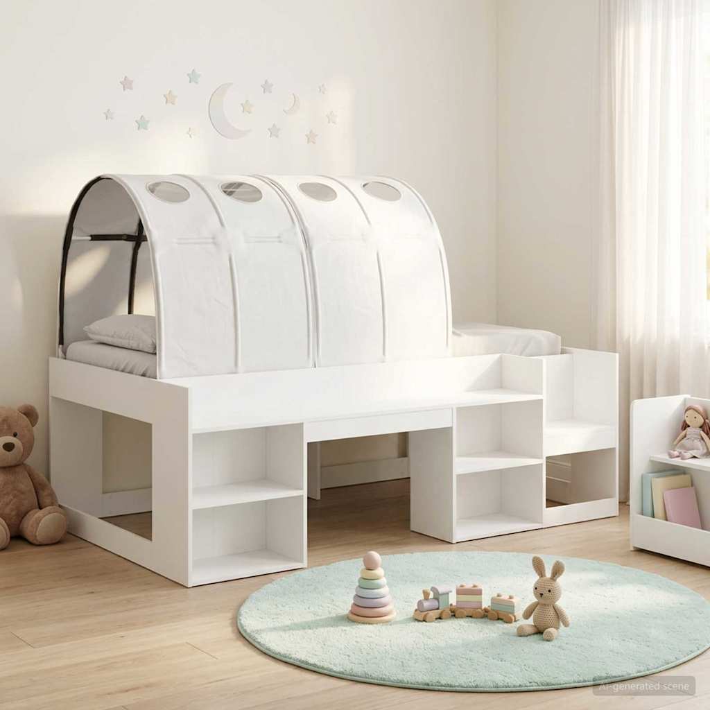 Hochbett für Kinder mit Stauraum 3 Stk. Weiß Holzwerkstoff
