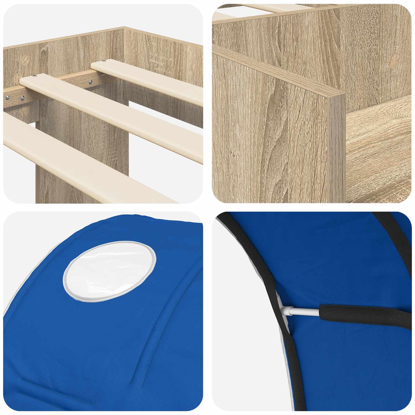 Hochbett für Kinder mit Stauraum Sonoma Eiche und Blau