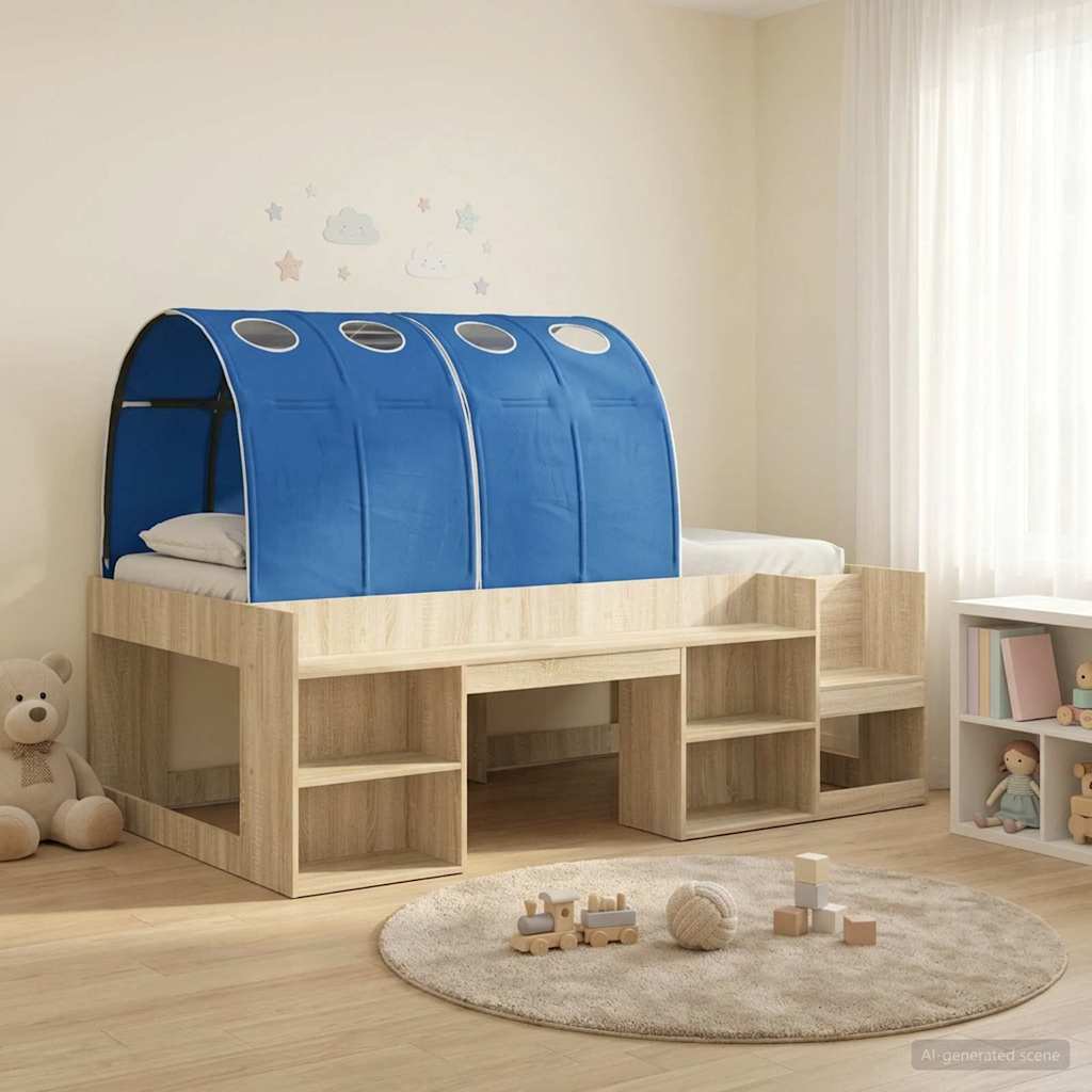 Hochbett für Kinder mit Stauraum Sonoma Eiche und Blau