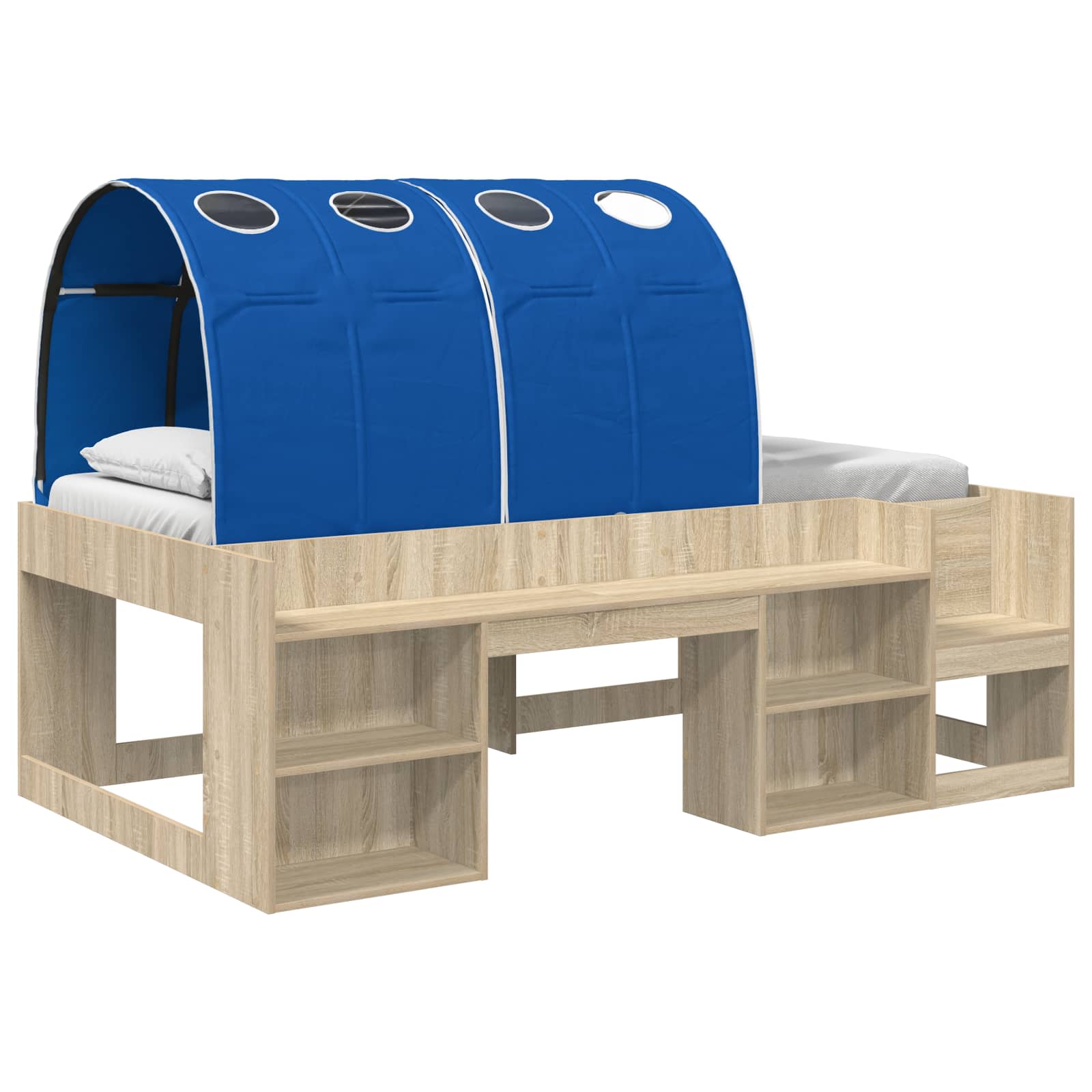 Hochbett für Kinder mit Stauraum Sonoma Eiche und Blau